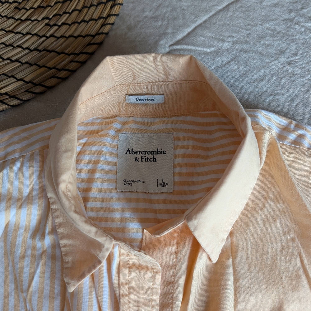 Oversized Poplin Button-Up Colorblock Stripe - Picture 5 of 6